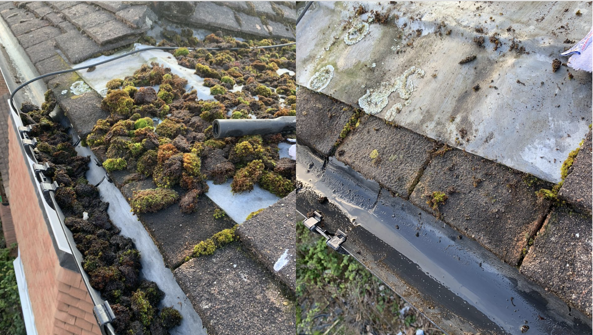 Gutter cleaning result